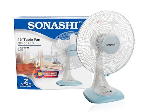 Sonashi Table Fan 16-Inch SF-8028D White/Blue