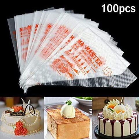 ECVV Showay Shwoay 100 Pcs In Set Plastic Piping Bag,Food Grade, White, Ssz311