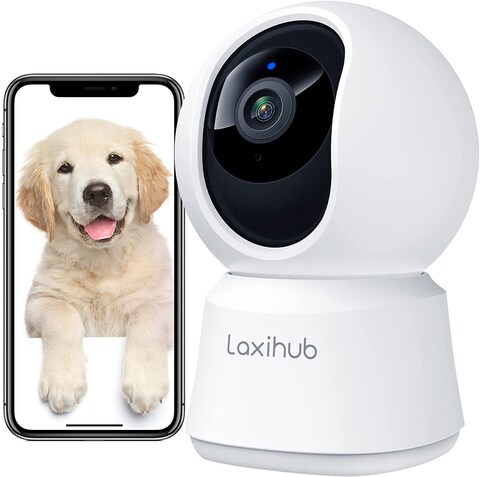 Laxihub Security WiFi Camera Indoor Home Camera Baby Pet Cam P2 1080P, Night Vision, 2-Way Audio, Motion Sound Detection Works with Alexa &amp; Google Assistant