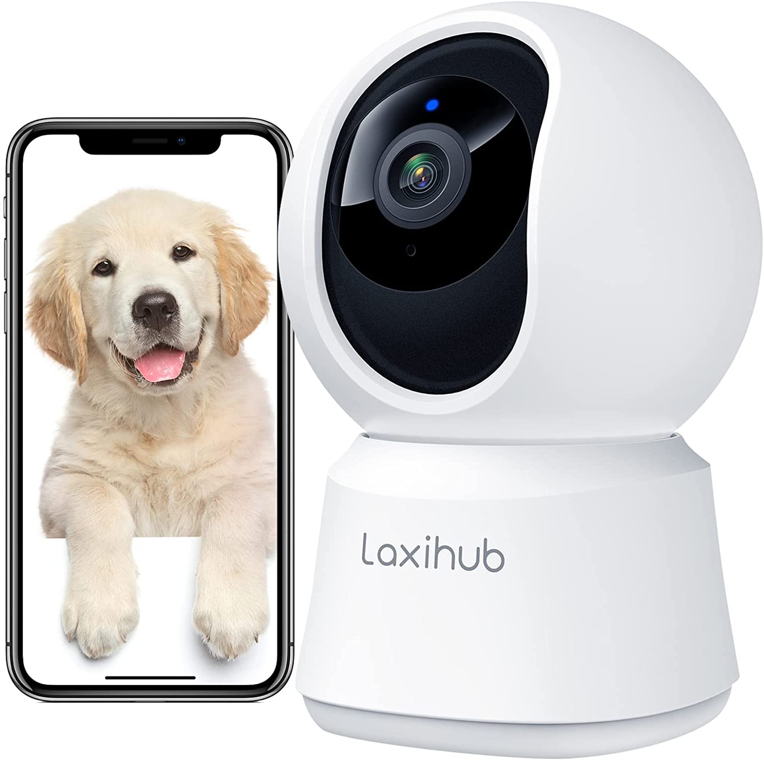 Laxihub Security WiFi Camera Indoor Home Camera Baby Pet Cam P2 1080P, Night Vision, 2-Way Audio, Motion Sound Detection Works with Alexa &amp; Google Assistant