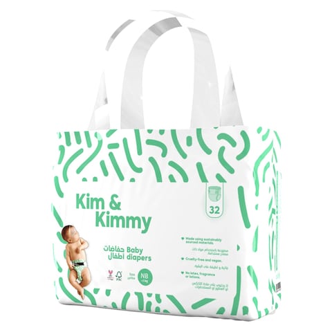 Kim &amp; Kimmy Baby Diaper Newborn Up To 5kg White 32 Diapers