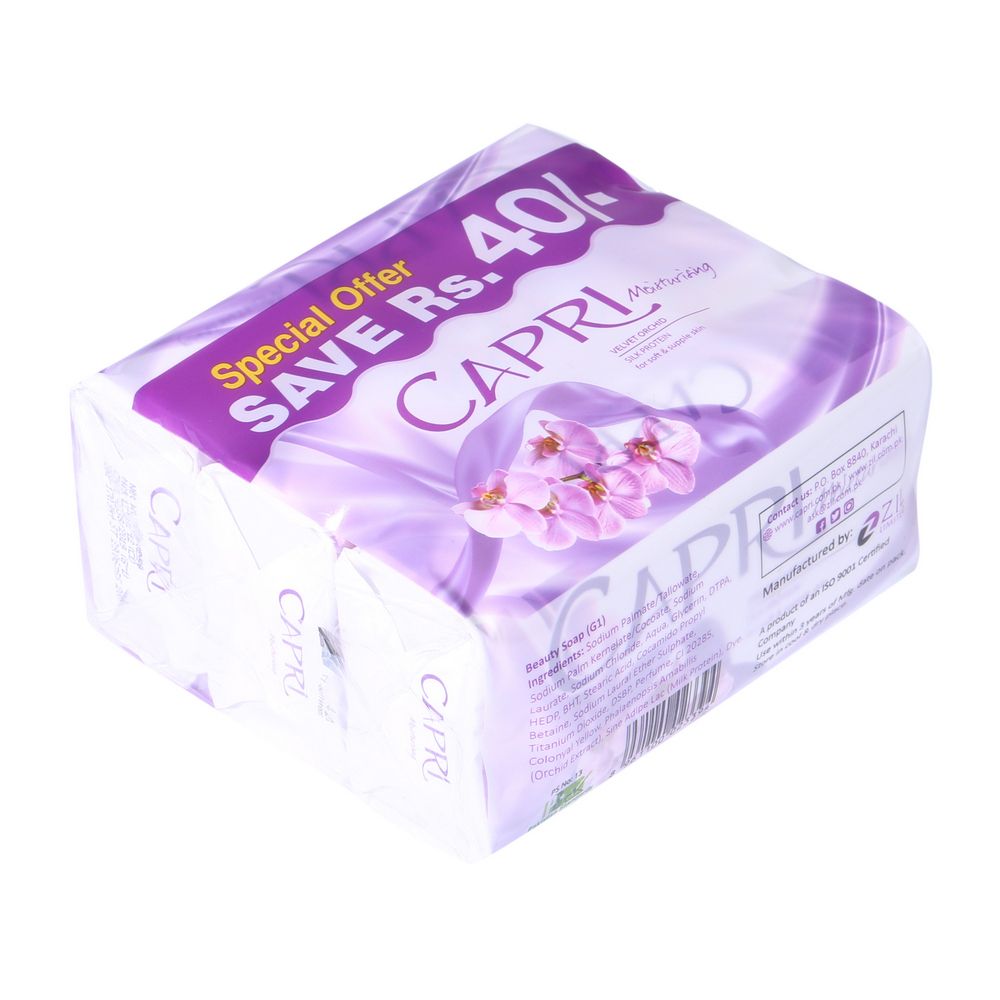 Capri Moisturising Velvet Orchid Skin Protein Soap 150 gr (Pack of 3)