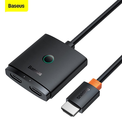 Baseus Hdmi 2 In 1 Out Hdmi Splitter 1 In 2 Out Bi Directional Switch With 1M Hdmi Cable Support 4K 60Hz 3D 1080P For Ps5 Ps4 Laptop Pc Blu Ray