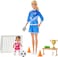 Barbie Soccer Coach Playset with Blonde Soccer Coach Doll, Student Doll and Accessories: Soccer Ball, Clipboard, Goal Net, Cones, Bench and More for Ages 3 and Up