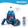 Eazy Kids 18Inch Set of 4 Trolley School Bag with Tritan 420ml Water Bottle, Lunch Bag and Pencil Case - TREX Dinosaur - Blue