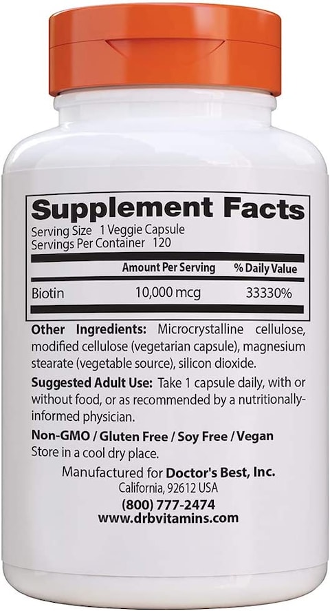 Doctor&#39;s Best Biotin To Support Hair, Skin, Nails, 120 Count