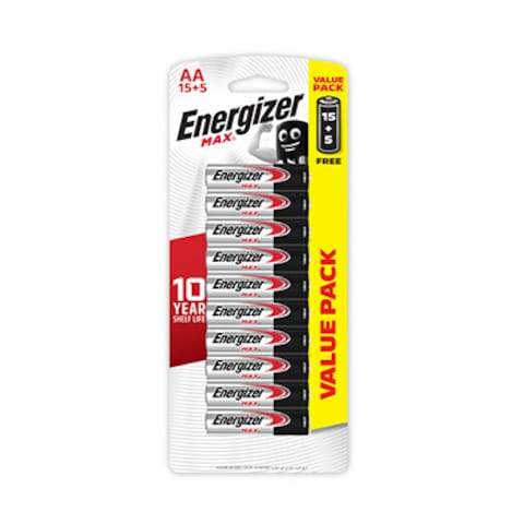 Energizer Battery Max Plus Alkaline AA 15+5 Free