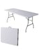 Sky-Touch Folding Lightweight Plastic Trestle Outdoor Camping Table, Heavy Duty, For Outdoor, Picnic, BBQ Party, Folds In Half With Carry Handle, 150X70X75cm, White