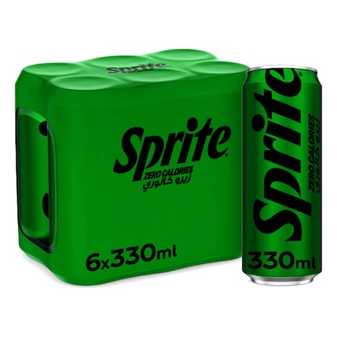 Sprite Zero Calories Carbonated Soft Drink Can 330ml Pack of 6