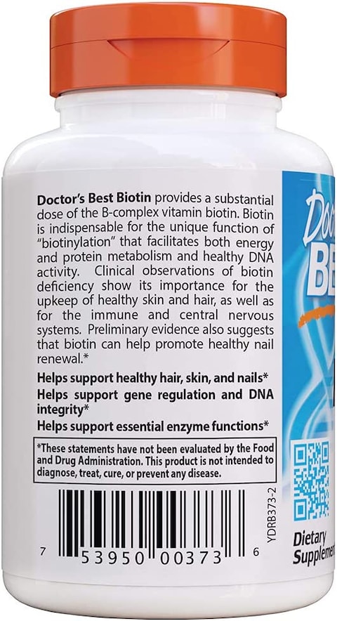 Doctor&#39;s Best Biotin To Support Hair, Skin, Nails, 120 Count