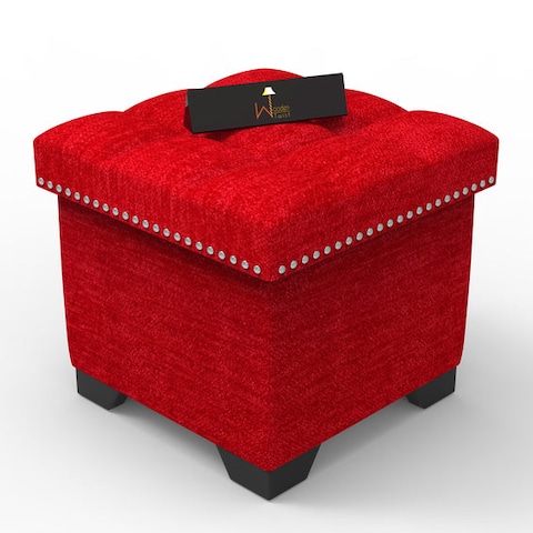 Eccentric Stool Cum End Table with Storage (Red)