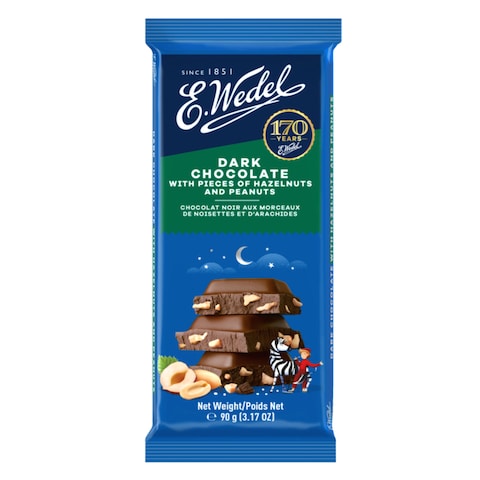 E.Wedel Dark Chocolate With Pieces of Hazelnuts And Peanuts 90g