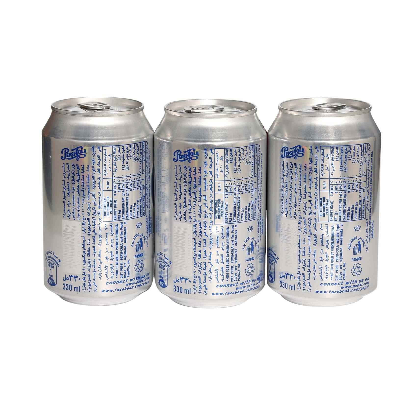 Pepsi Cola Diet Soft Drink Can 330ml&times;6