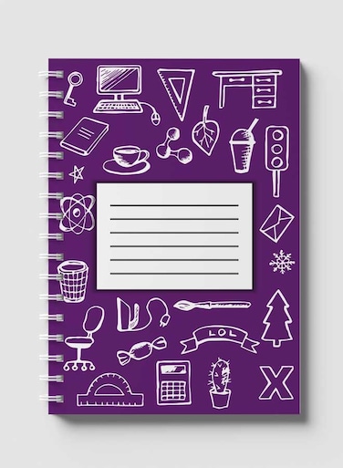 Lowha Spiral Notebook With 60 Sheets And Hard Paper Covers With Back To School Light Violet Design, For Jotting Notes And Reminders, For Work, University, School