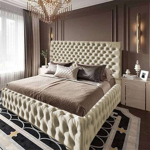 إن هاوس فالينسا هيكل سرير منجد بالمخمل - نفرين - 200×200 سم - سكري