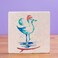 Anemoss Coaster,  Seagul Patterned Design, Limbra Natural Stone, 10x10 cm, Cork Bottom