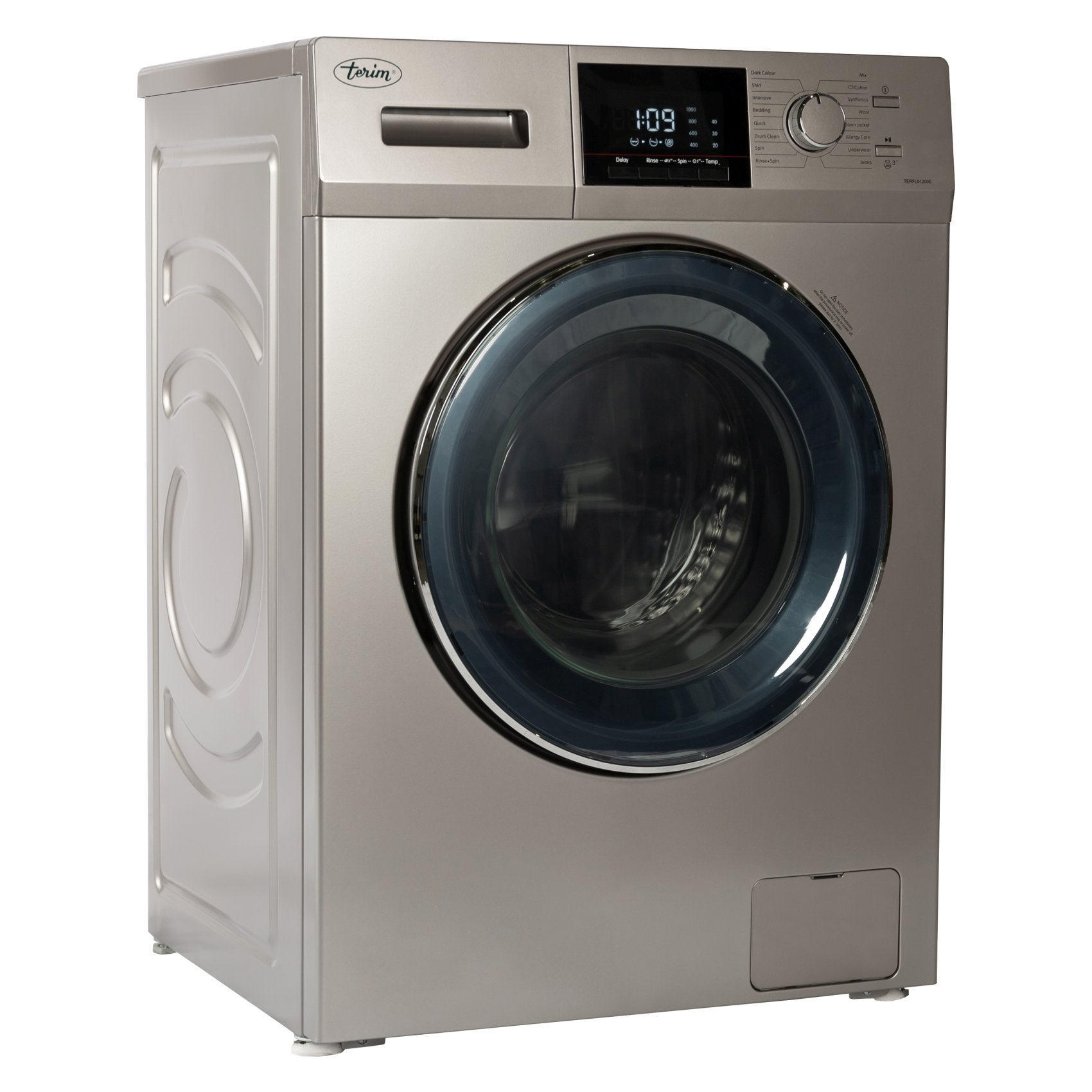 Terim 8.5kg 1200rpm Front Load Washing Machine Silver TERFL91200S