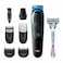 Braun All in One Hair Trimmer 3 with Gillette Razor for Men - Black/Blue - MGK3242