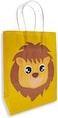 Party Time 12pcs Lion Kraft Bags for Safari Theme Party Supplies, Animal Gift Bags, Souvenier Bags, Candy Bags with Handle for Party Favors- Safari Birthday Party Supplies