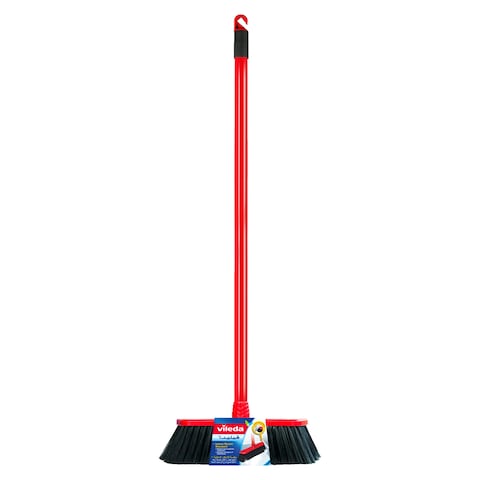 Vileda Standard Indoor Broom With Stick Red