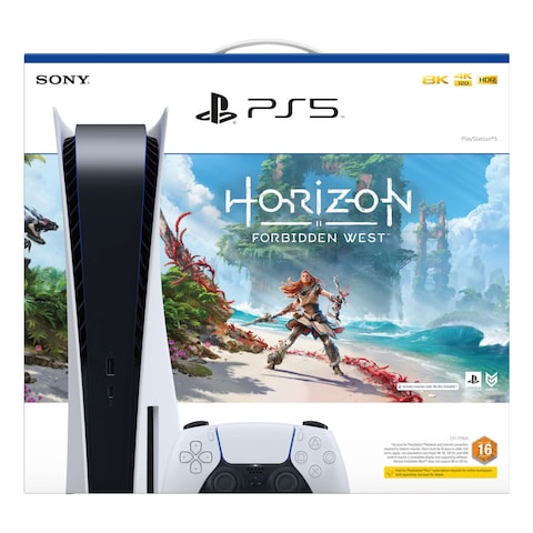 Sony PlayStation 5 With Controller And Horizon II Forbidden West Game White