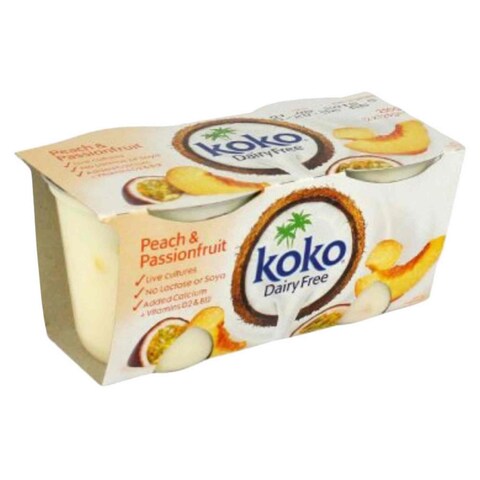 Koko Yogurt Coconut Peach &amp; Passion Fruit Dairy Free 125g x 2 Pieces