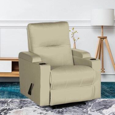 إن هاوس كرسي استرخاء سينمائي ثابت منجد بالمخمل مع حامل أكواب - سكري غامق - AB08