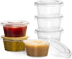 اشتري Markq [100 Pack] 2 oz. Clear Plastic Disposable Portion Cups with Lids- Available in 1oz, 4oz- Souffle Cups, Jello Shot Cups, Medicine Cups في الامارات