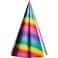 Creative Converting Rainbow Foil Birthday Party Cone Hat 8-Pieces- 6-Inch x 4.25-Inch Size- Multicolor