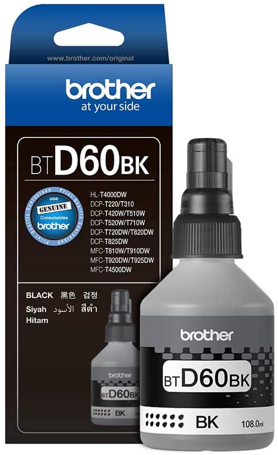 Brother Genuine Btd60Bk Ultra High Yield Black Ink Bottle For Ink Tank Printers