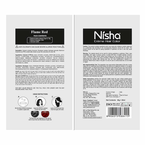 Nisha Creme Hair Colour Flame Red 50ml