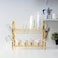 Royalford 2-Layer Goldy Dish Rack, Attached Pp Drain Board, Rf10150 - Strong, Gold Finish, Iron Construction, Holds 17 Plates, Cutlery Holder, Glass/Cup Holder, Compact Design, Convenient Moving