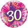 Qualatex Age 30 Shine Star Round Foil Balloon- 18 Inch Size- Hot Pink