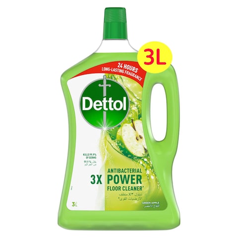 Dettol 3x Power Antibacterial Floor Cleaner Green Apple 3L