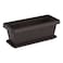 Cosmoplast Cedargrain Rectangular Planter With Tray Dark Brown 18inch