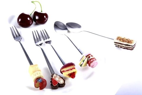 LIYING 6 PCES CAKE SPOON AND 6 PCES CAKE FORK SILVER
