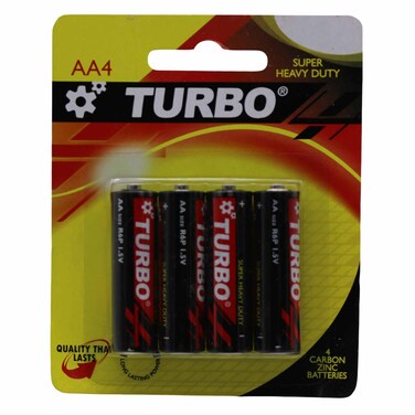 Turbo Super Heavy Duty Carbon Zinc Battery 4 Pieces
