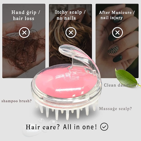 Pink Soft Silicone Scalp Shampoo Hair Massager Scrubber Brush