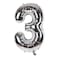 BlowPartyCo Metallic Number Aluminium Foil Balloon (Number 3) (40 Inch) (Silver Colour) - 1 Unit