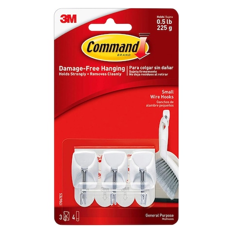 3M Command Wire Hooks Small 3 Pieces