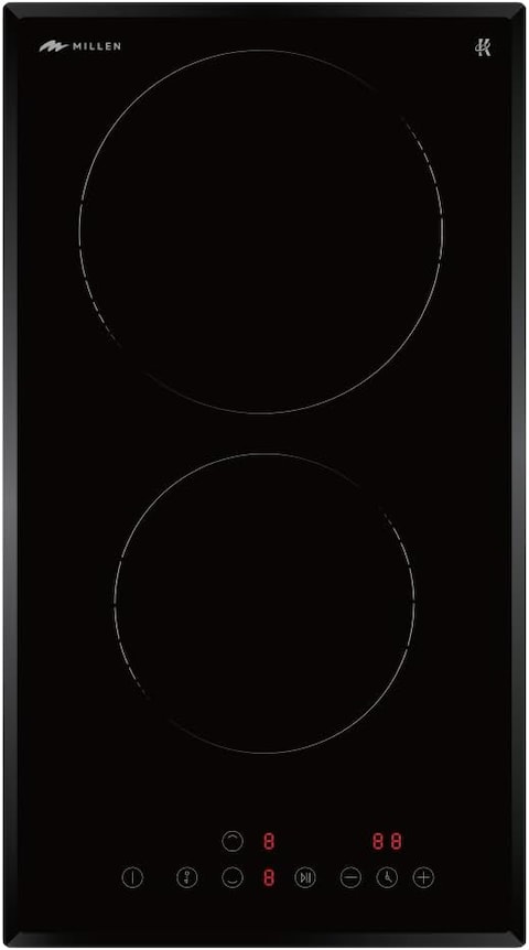 MIILLEN Built in Electric hob, 30 cm Black Glass, 2 Heating Zones, 3000W, Touch Control, MEH 301 BL, 3 Year Warranty