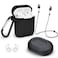Ozone - 6 in 1 Airpods Travel Kit Waterproof Silicone Case with Keychain/Strap/Earhooks/Storage Box for Apple Airpod 2/1- Black