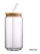 MIBRU Juice Glass Jar Wood Lid With Straw 400ml Glass Straw Cups With Wood Iced Coffee Glasses Portable Beverage Cups Tumbler Cup For Smoothie Portable Beverage Cups Tumbler Cup For Smoothie