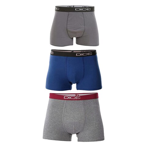Dice Dm227 Plain Stretch Boxer For Men Xl 3 Pieces
