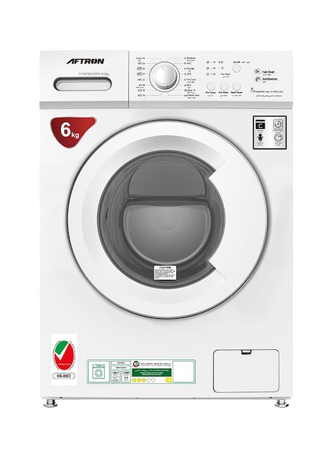 Aftron Front Load Washing Machine 6kg, AFWF6020FN, White