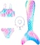 COOLBABY Girls Three-piece Children's Mermaid Swimsuit Mermaid Tail Swimsuit Mermaid Costume Swimwear (110 Sizes)