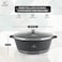 LIFE SMILE Cooking Pot   aluminum Soup Pot With Glass Lid   100% PFOA Free, Fixed Handle   Multi Layer Non-Stick Granite Coating   oven safe &amp; Dishwasher Safe (36CM (13 Liters), Black)