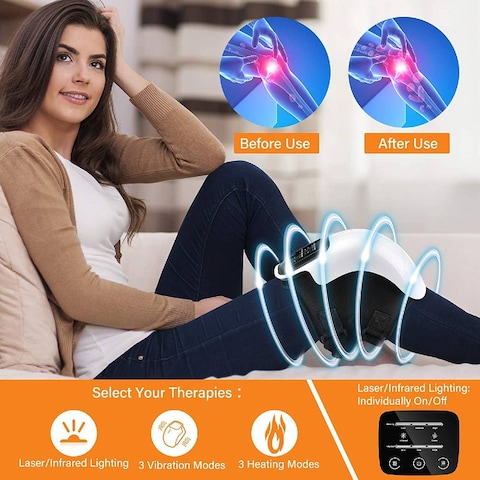 Infrared Heat and Vibration Knee Pain Relief For Swelling Stiff Joints, Stretched Ligament and Muscles Injuries, 2022 Longer Knee Straps