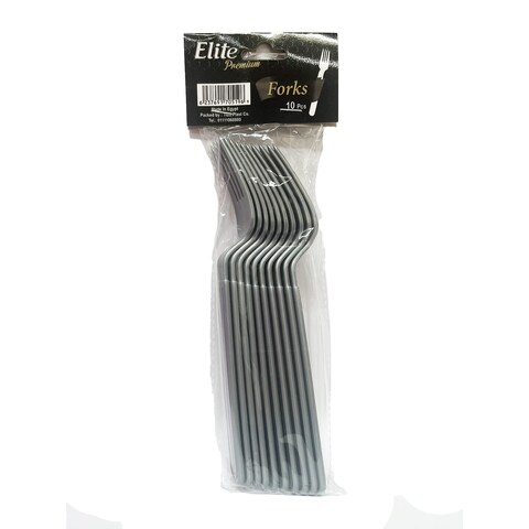 Elite Plastic Forks - 10 Pieces - Silver