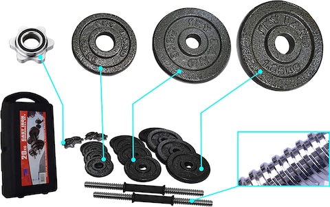 Sky Land Unisex Adult Cast Iron Dumbbell Set Em-9221-20 - Black, L 43 X W 25 X 16 Cm